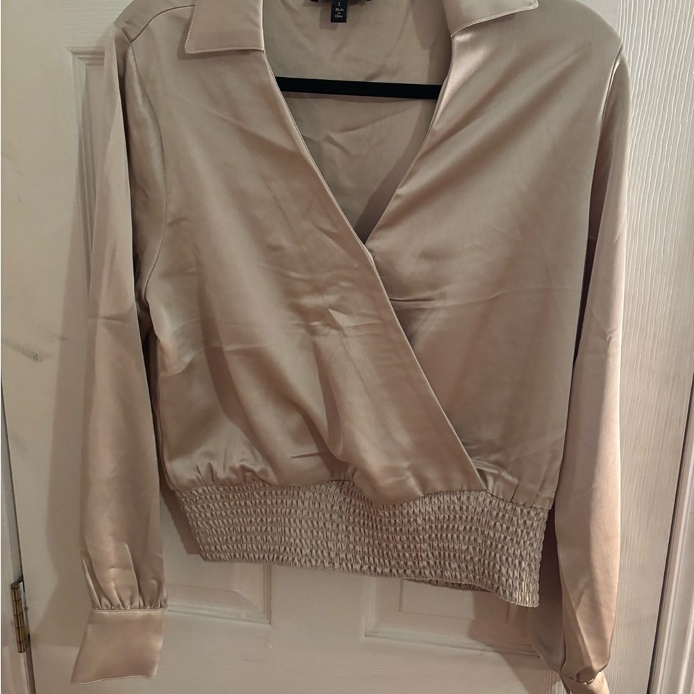 Tracy Evans Tan Wrap Blouse